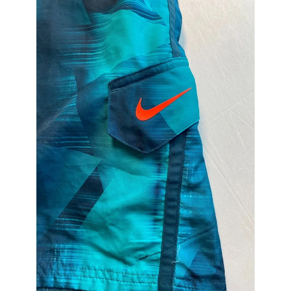 Nike Swim Mens Teal Blue Abstract Print Board Shorts NESS4382 XL